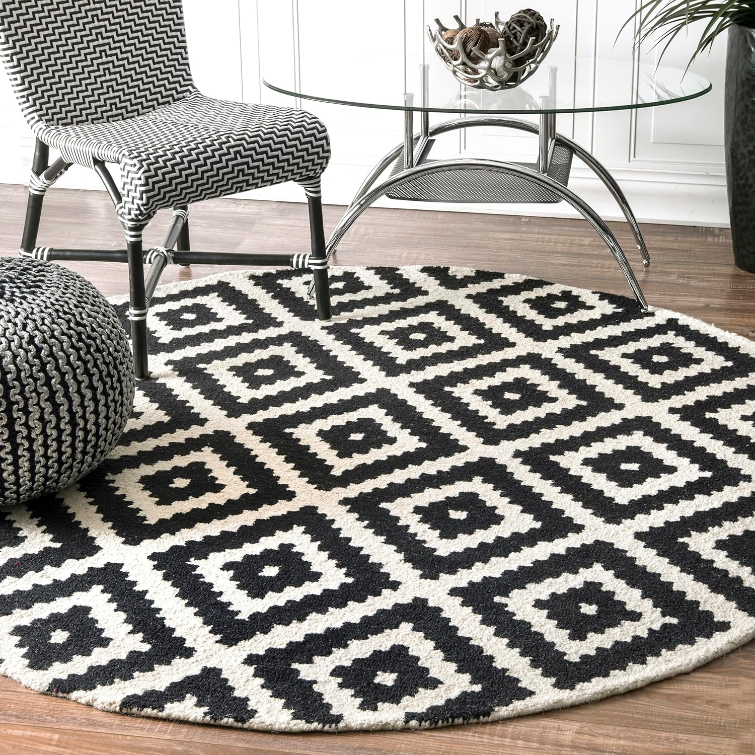 Kellee Contemporary Black Doormat 3 ft. x 5 ft. Indoor Oval Area Rug