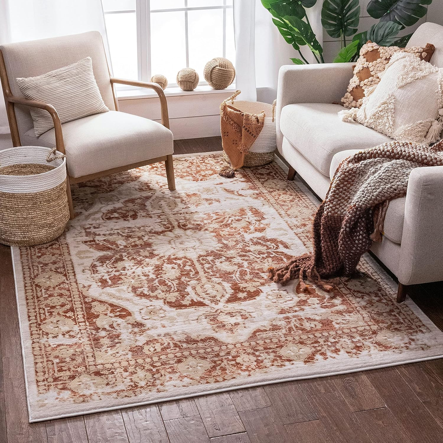 Well Woven KE-30-4 Kensington Maxwell Copper Vintage Modern Medallion Area Rug - 3 ft. 11 in. x 5 ft. 3 in.