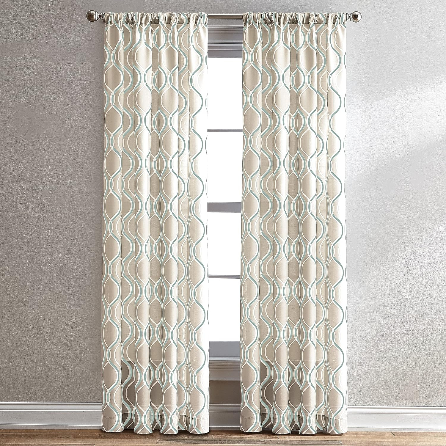 CHF Morocco Poletop Curtain Geometric, 50"x63", Gray, Adult