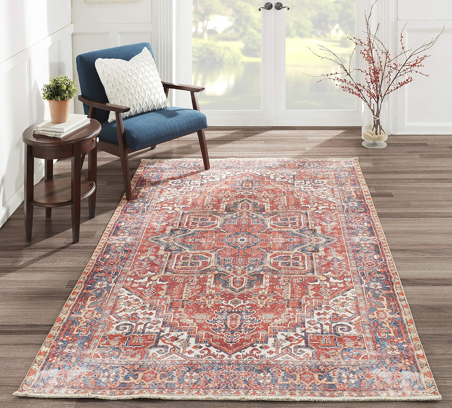 Momeni Chandler Traditional Cotton Polyester Red Area Rug 7'6" x 9'6"