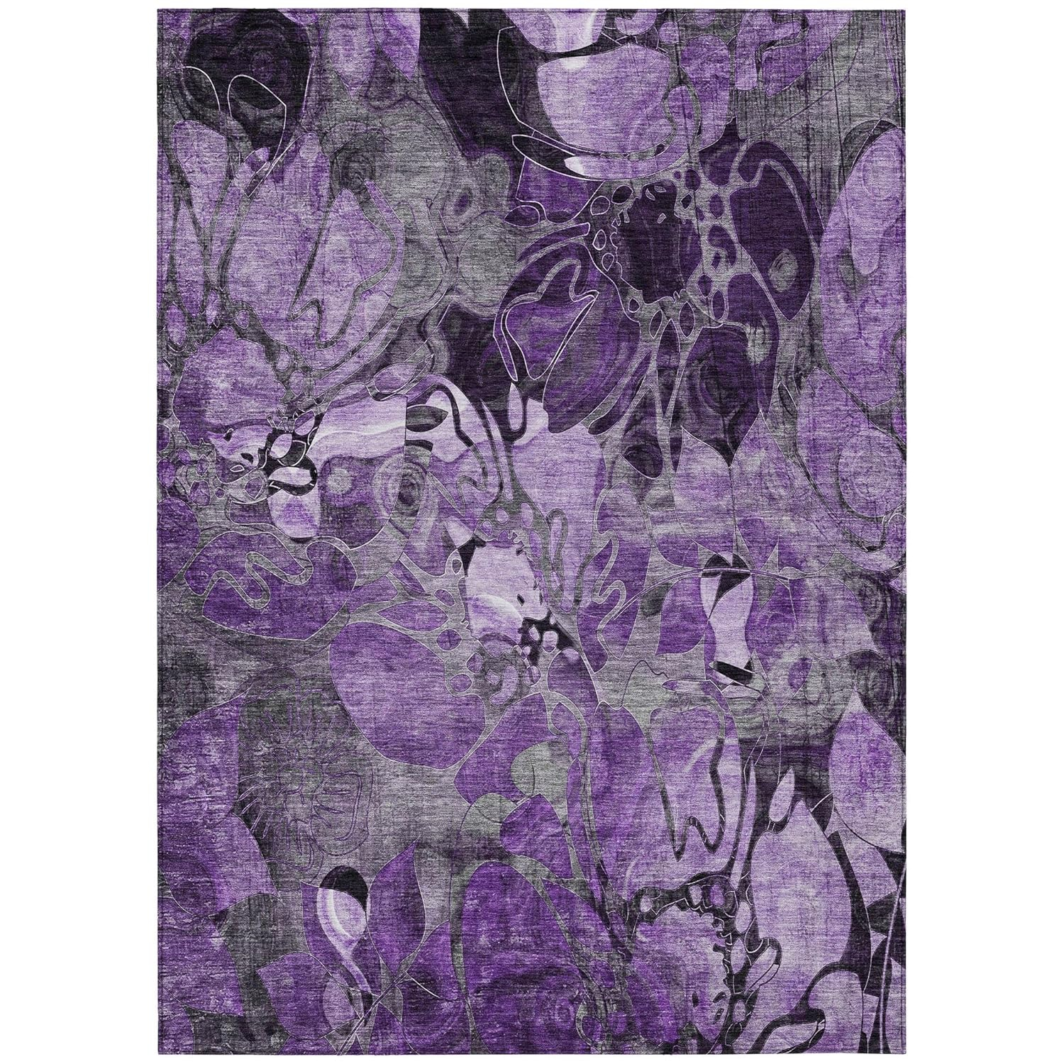 Addison Rugs Chantille Indoor/Outdoor Transitional Floral Purple Washable Rectangle Rug, 9' x 12'