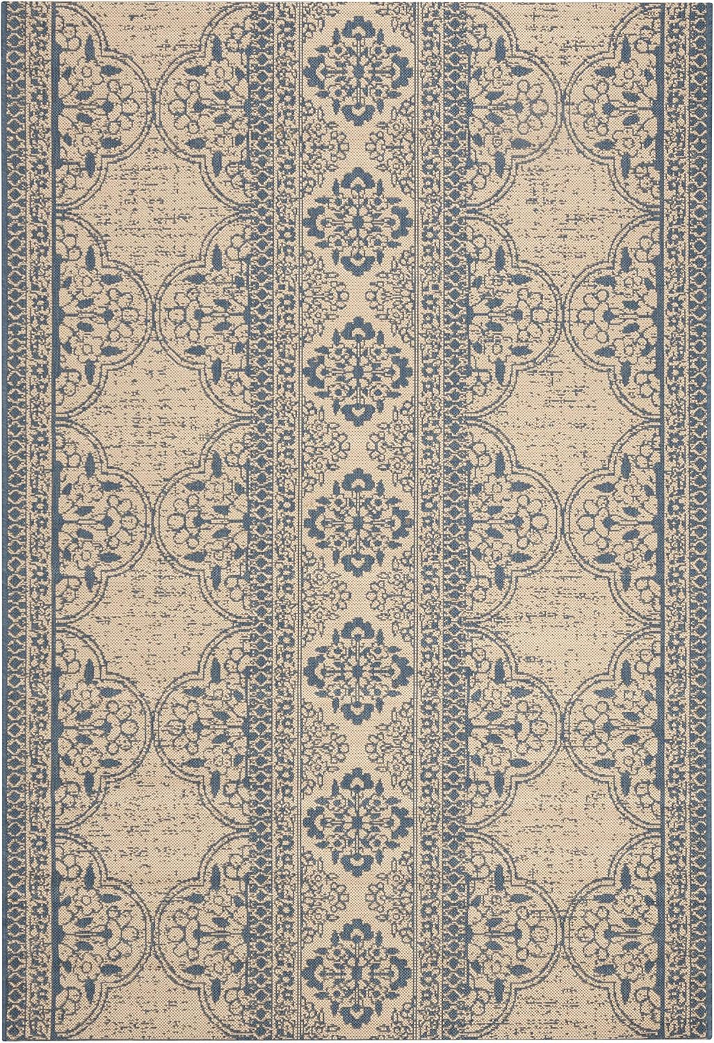 SAFAVIEH Beach House Kiaran Southwestern Indoor/Outdoor Area Rug Blue/Cream, 5'3" x 7'6"