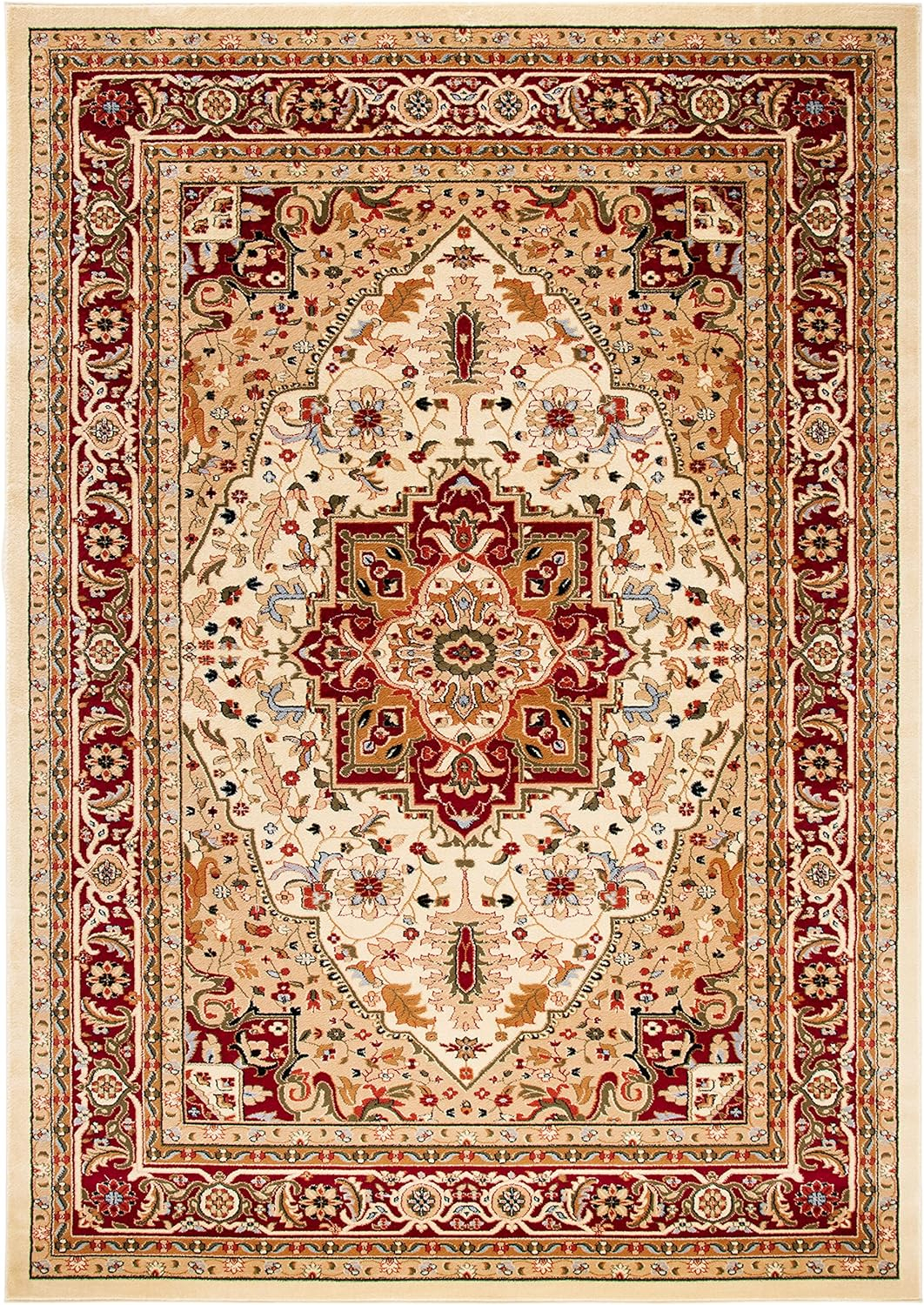 SAFAVIEH Lyndhurst Miranda Traditional Bordered Area Rug, Ivory/Red, 10' x 14'