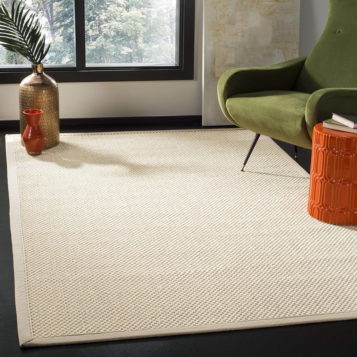 SAFAVIEH Natural Fiber Clarissa Solid Sisal Area Rug, Ivory/Light Beige, 5' x 8'