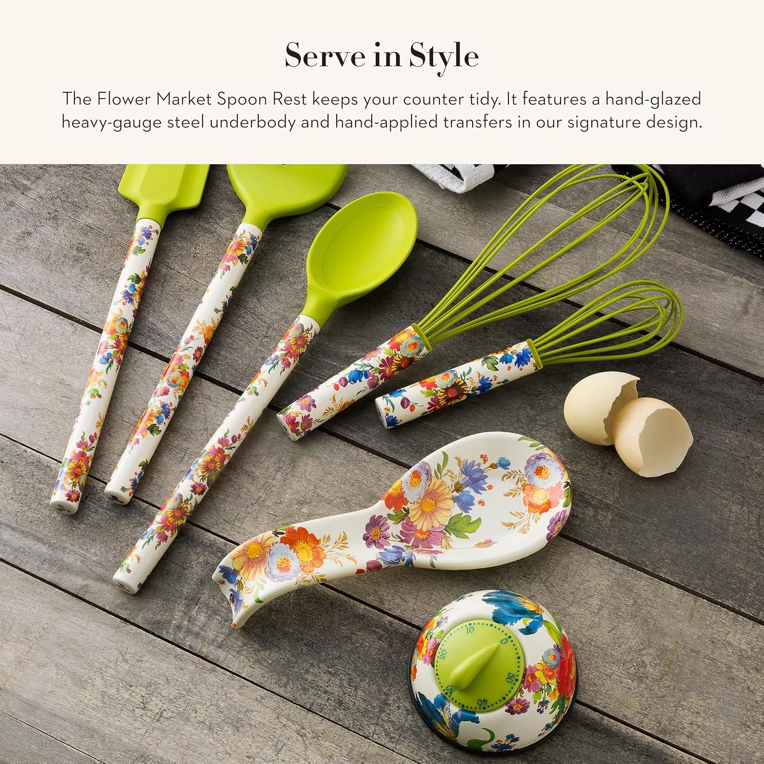 French Country Floral Enamel Steel Spoon Rest