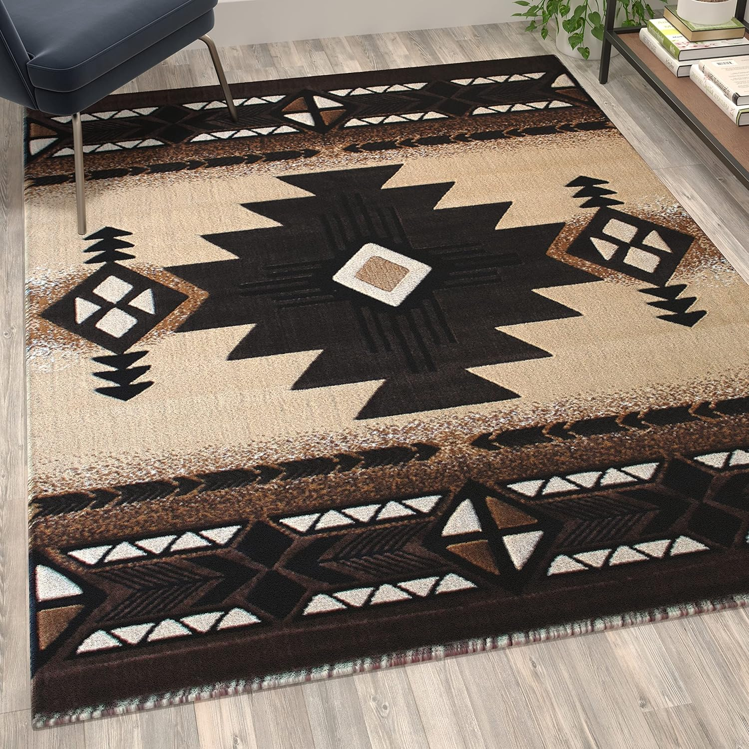 Flash Furniture Mohave Rectangular Southwestern Black, Beige, Brown Area Rug, 5' x 7'