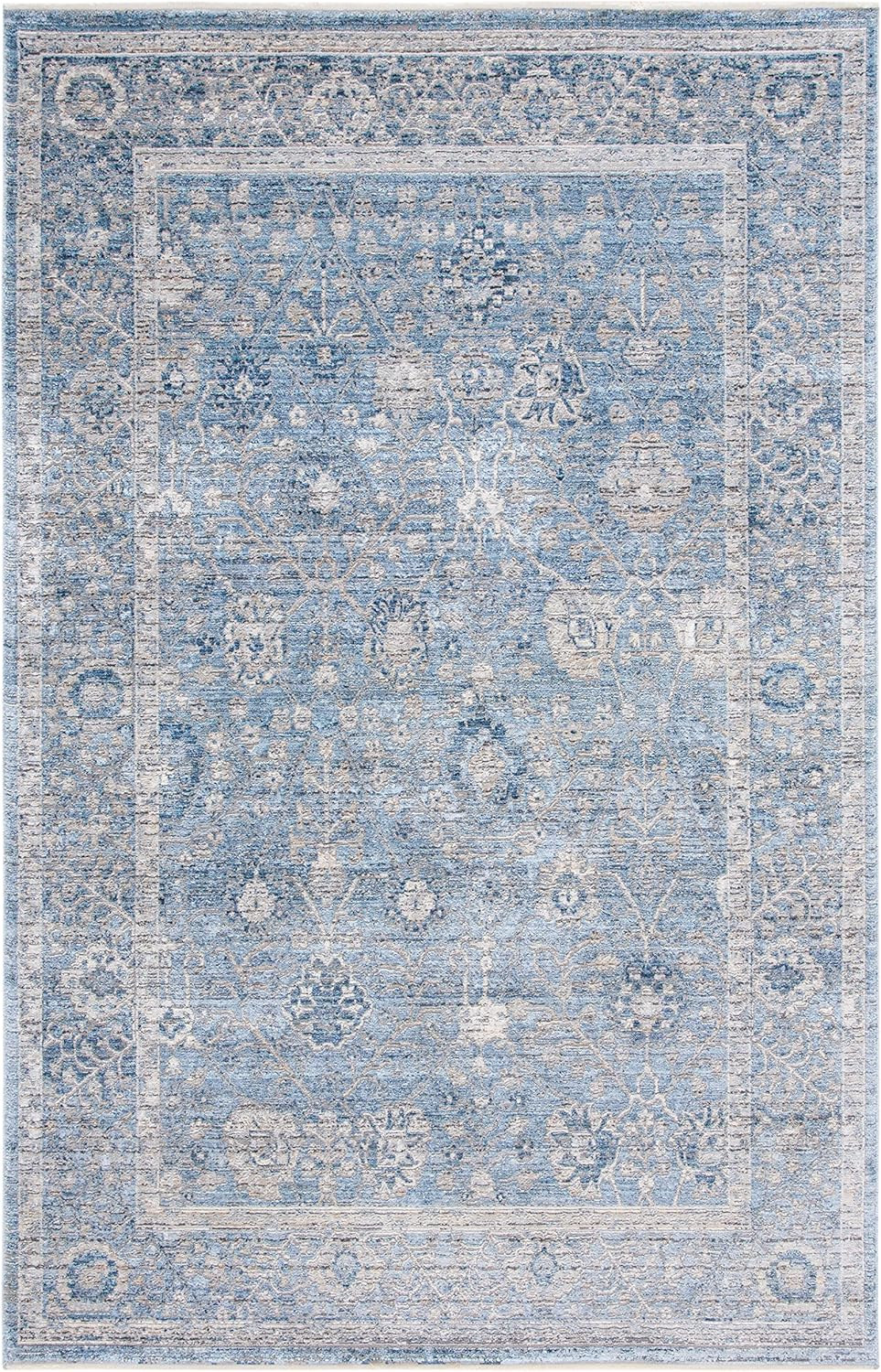 SAFAVIEH Dream Collection 8' x 10' Grey / Turquoise DRM408J Vintage Oriental Distressed Premium Viscose Area Rug