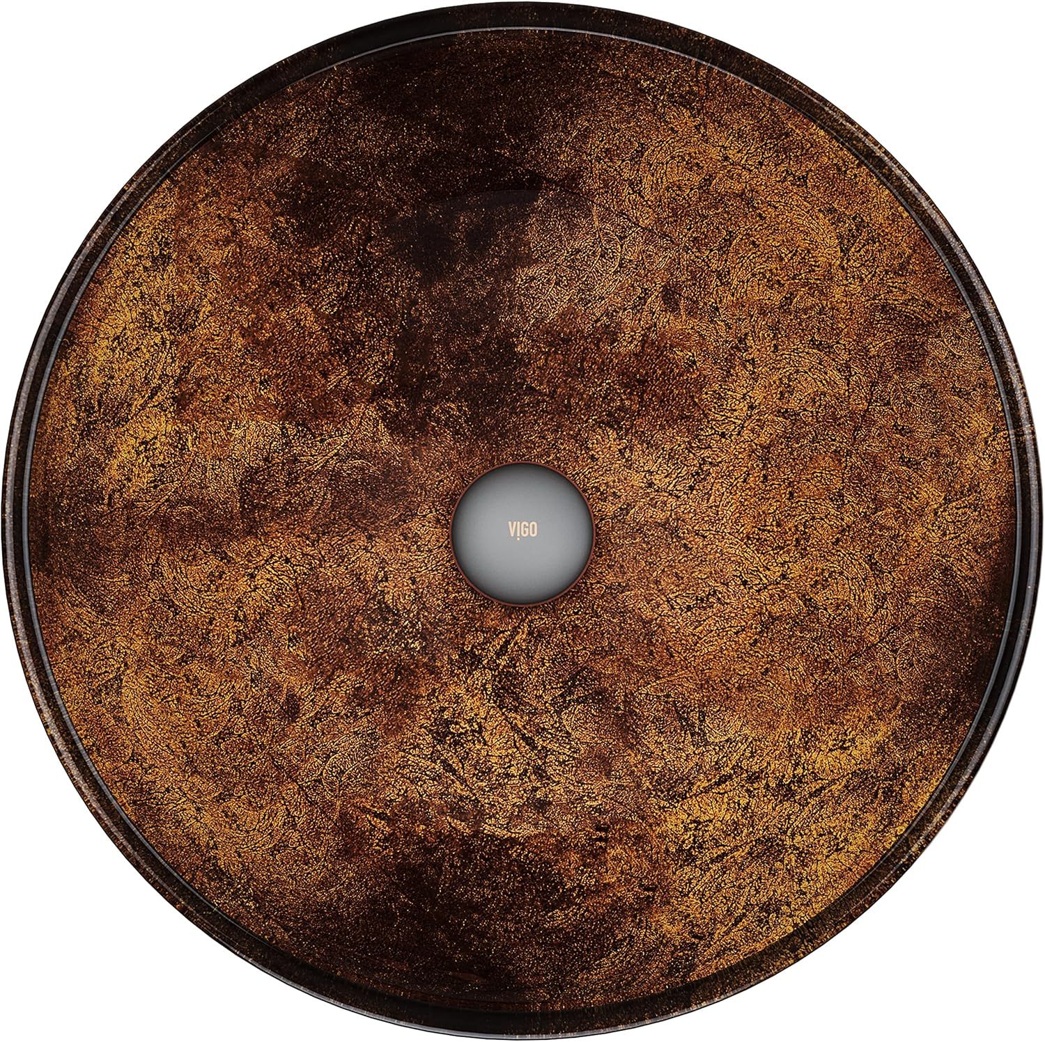 VIGO Giovanni Russet Brown Glass 17 in. L x 17 in. W x 6 in. H Round Vessel Bathroom Sink