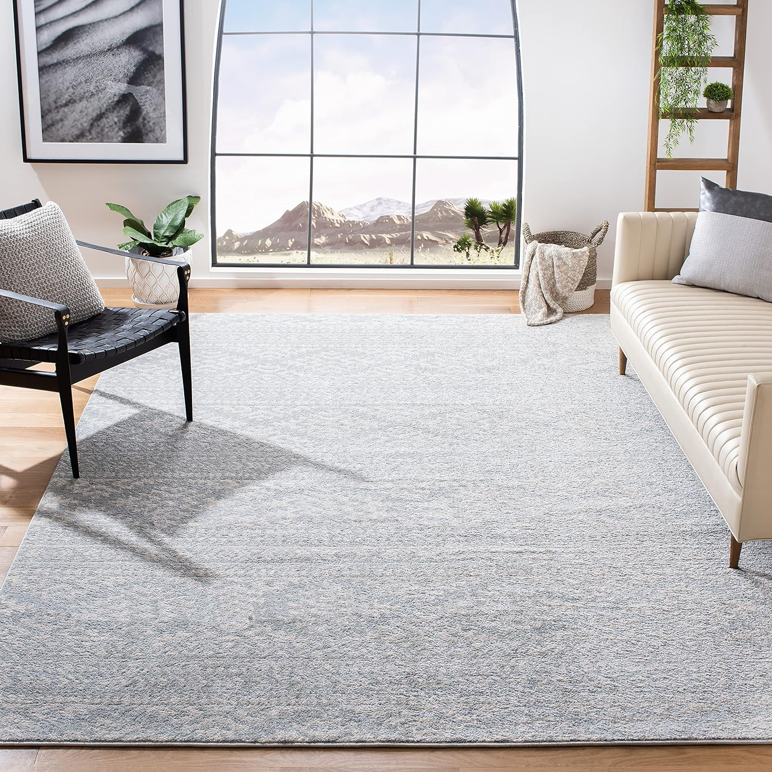 SAFAVIEH Tulum Lakisha Distressed Southwestern Area Rug, 9' x 12', Light Grey/Ivory