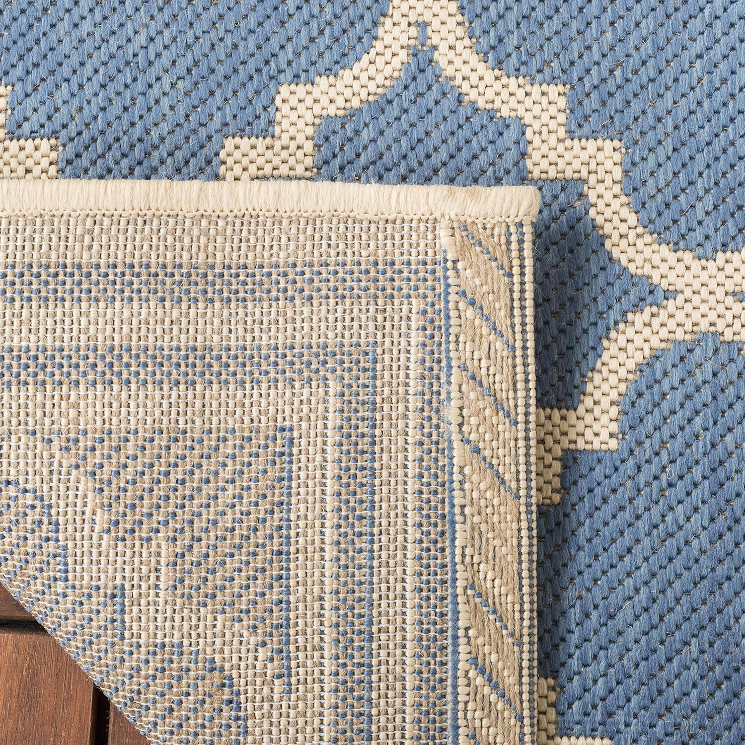 Blue and Cream Geometric 9' x 12' Synthetic Area Rug