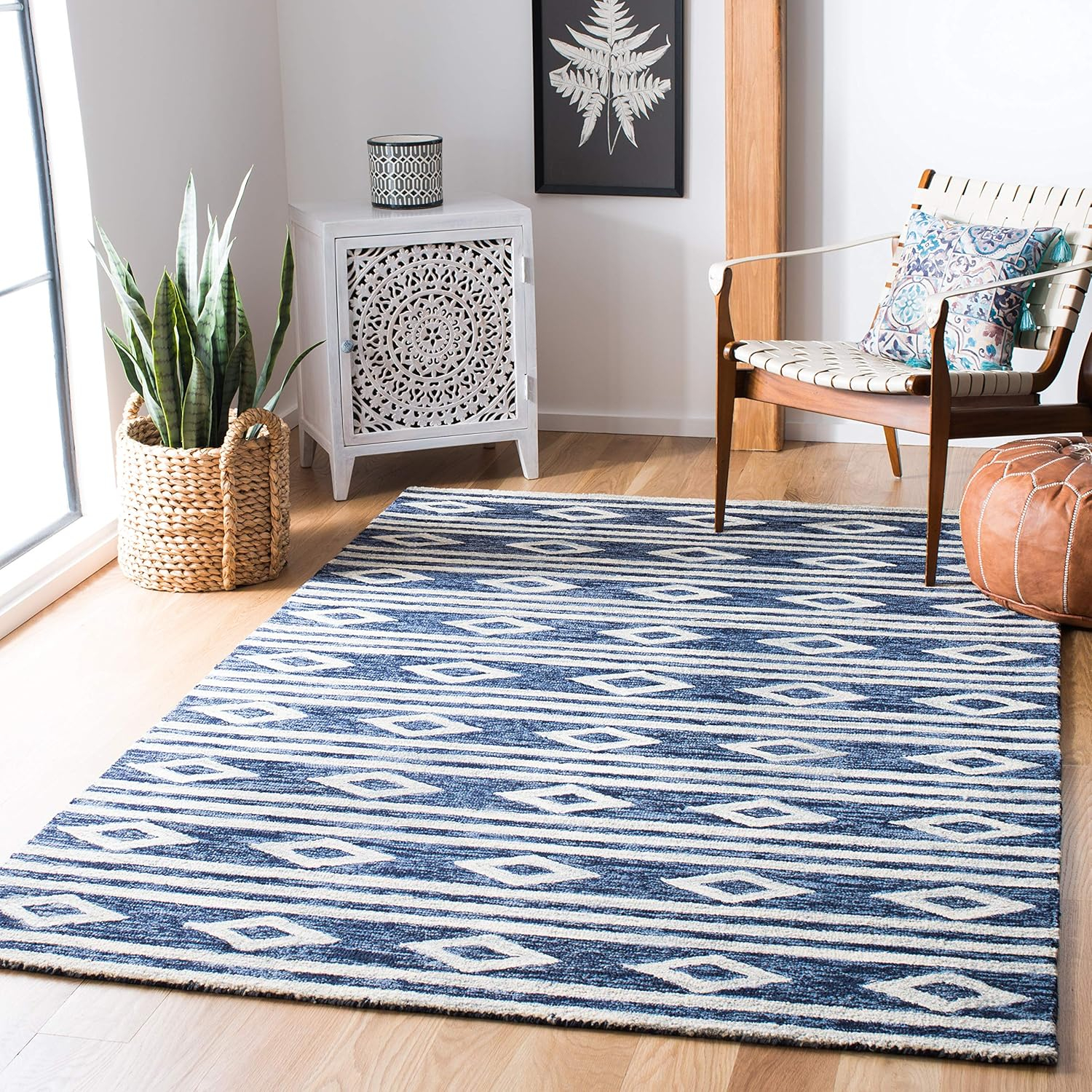 Ivory and Charcoal Handmade Wool Rectangular Area Rug
