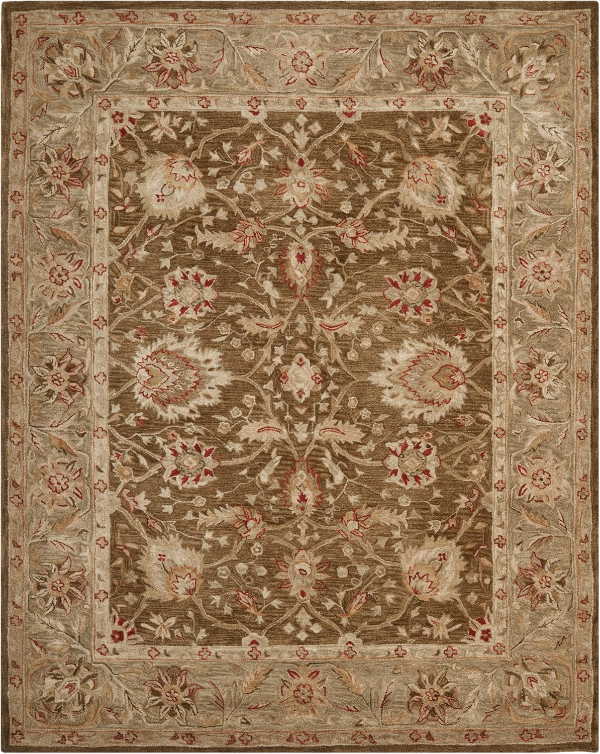 SAFAVIEH Anatolia Venice Traditional Wool Area Rug, Brown/Green, 9'6" x 13'6"