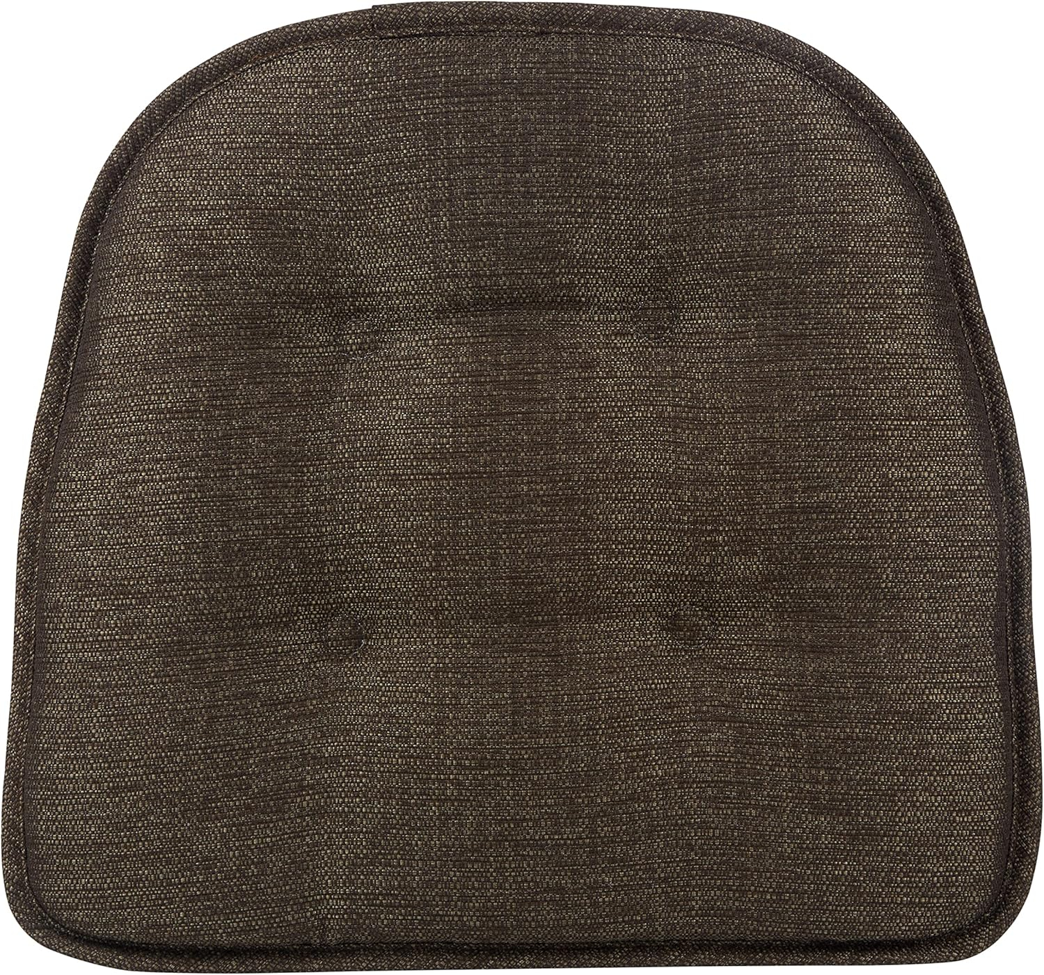 Non-Slip Tufted Chair Cushions for Dining Room, Kitchen and Office Use, U-Shaped Skid-Proof Seat Pad, 15x16 Inches, 4 Pack, Chestnut