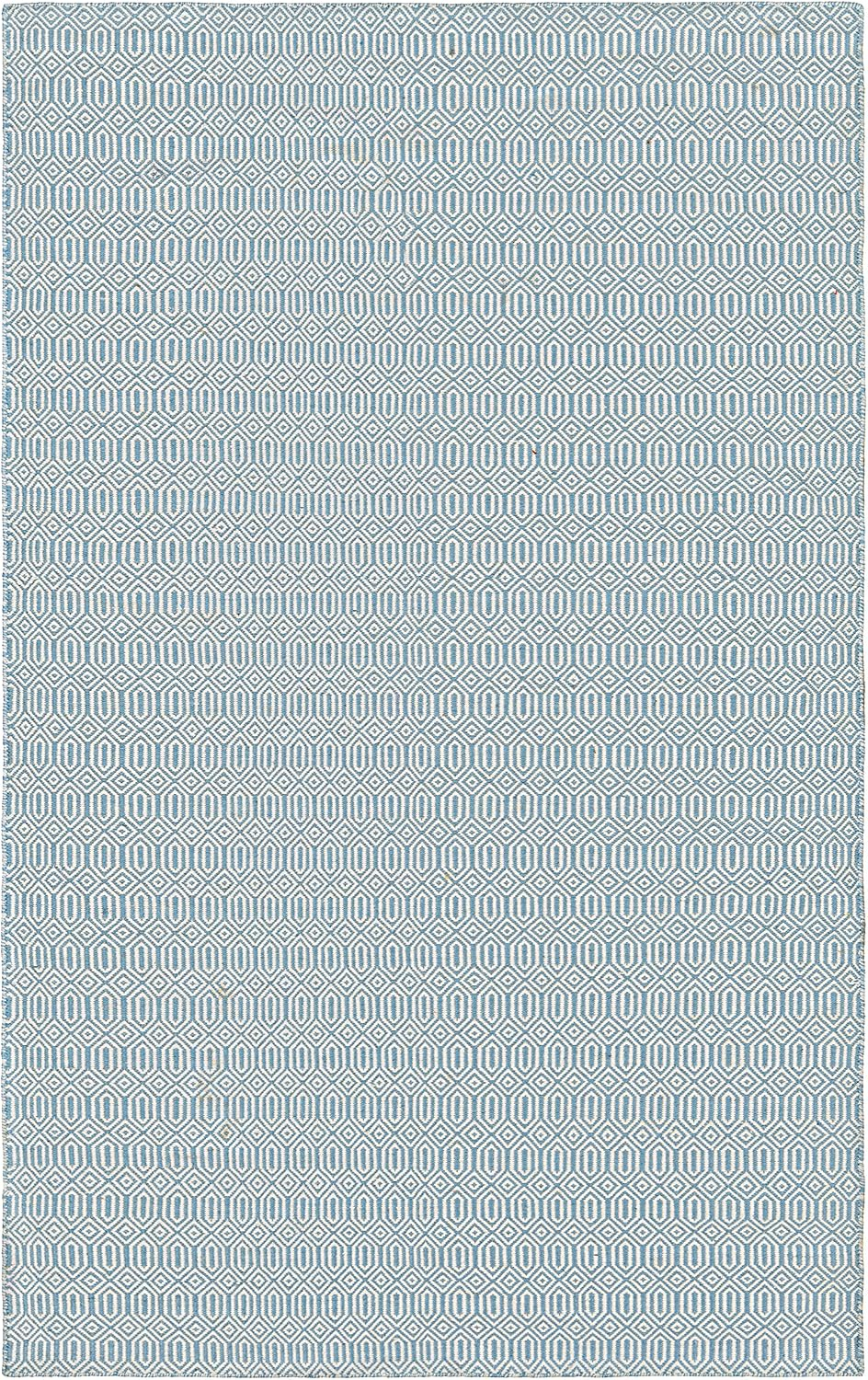 Hand-Woven Denim Blue Rectangular Outdoor Rug, 3' x 5', PET Polyester