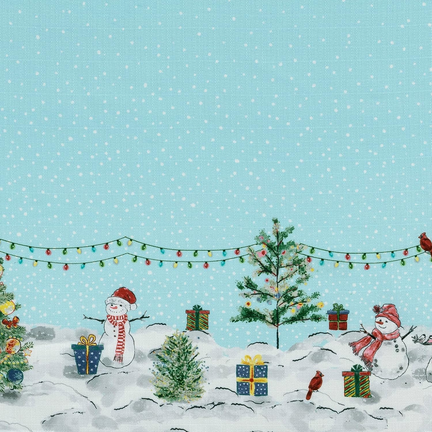 No. 918 Holiday Wonderland 1-Piece Semi-Sheer Rod Pocket Kitchen Curtains, 54"x14", Blue