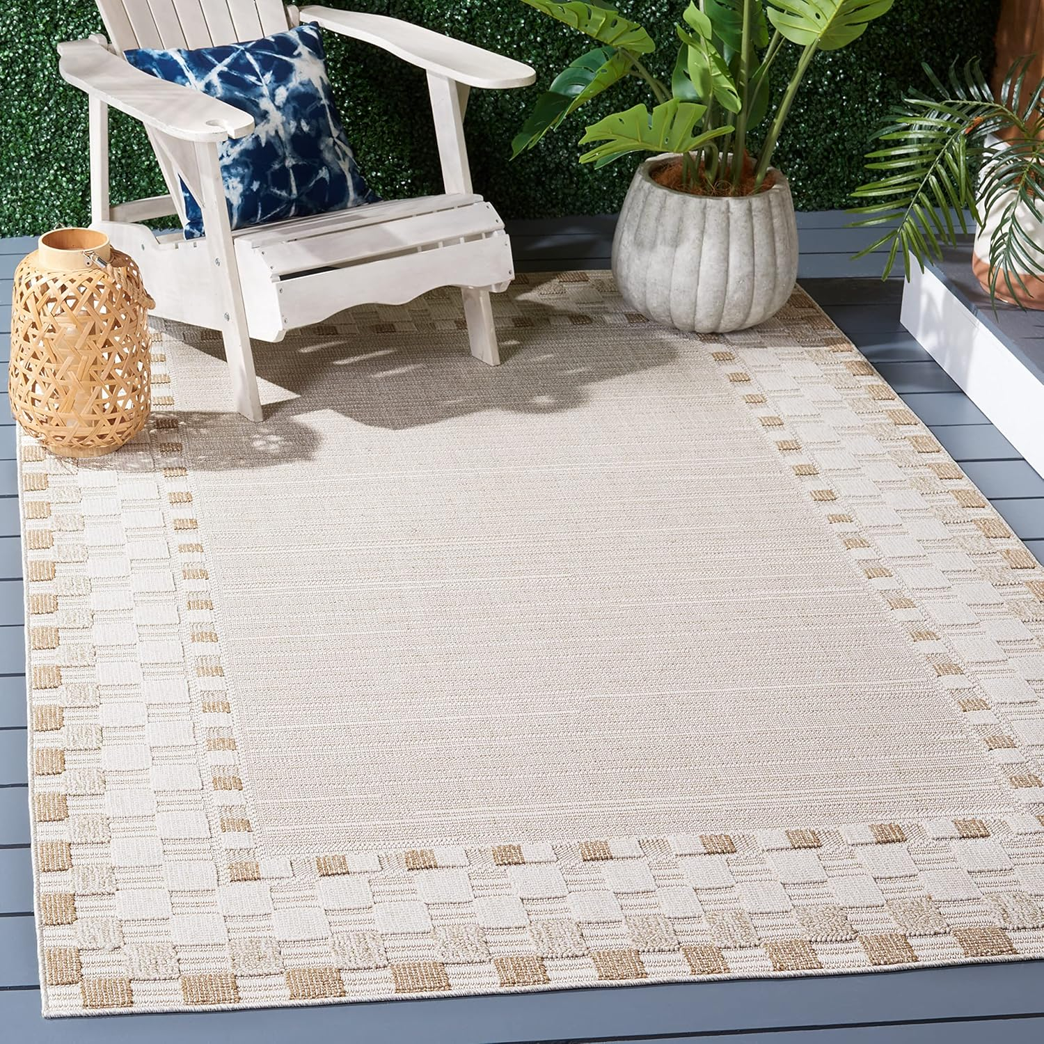 Safavieh Global 9 x 12 (ft) Synthetic Beige/Light Beige Rectangular Indoor/Outdoor Solid Area rug