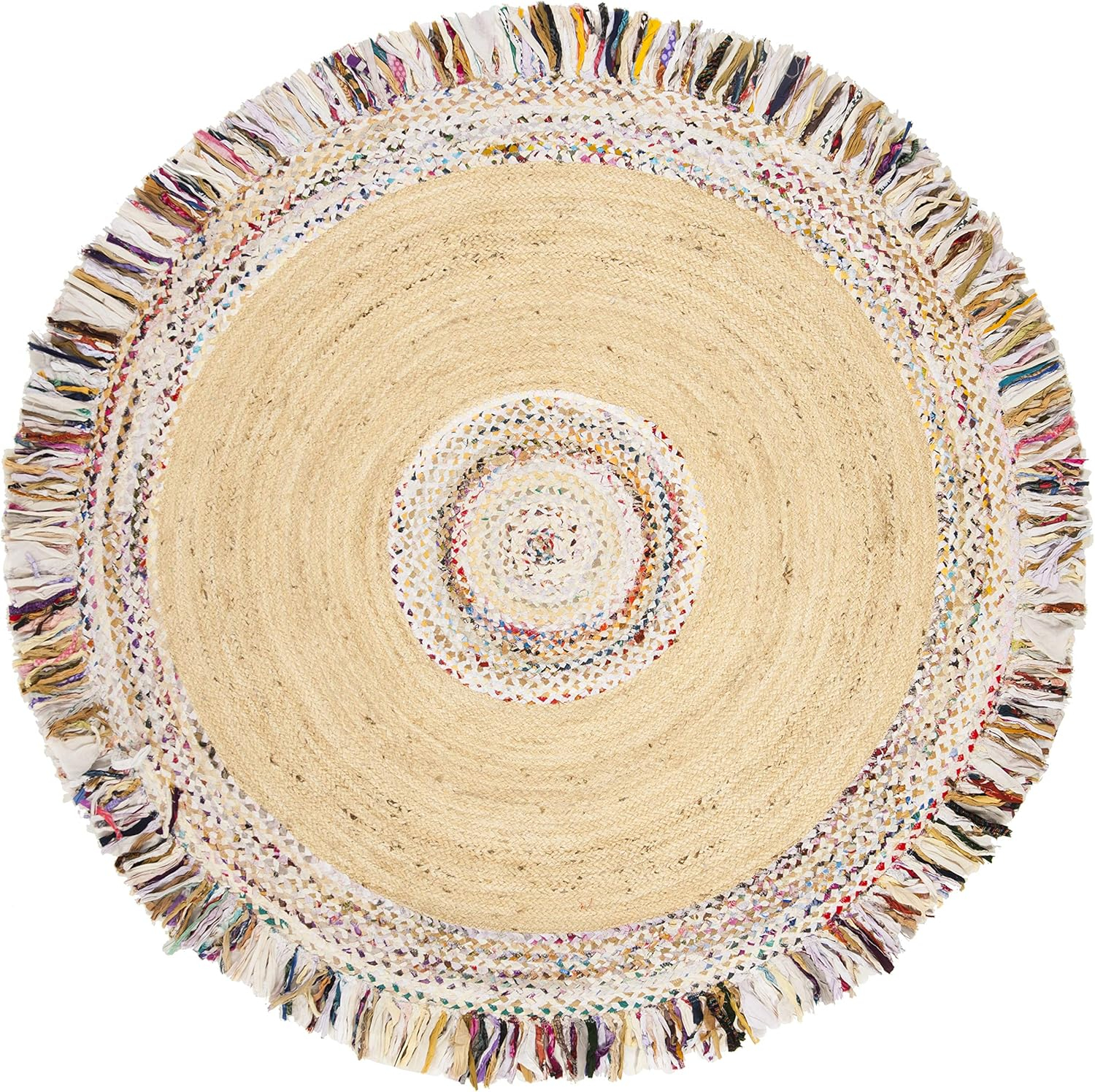 SAFAVIEH Cape Cod Keeleigh Geometric Area Rug, Ivory/Light Beige, 10' x 10' Round