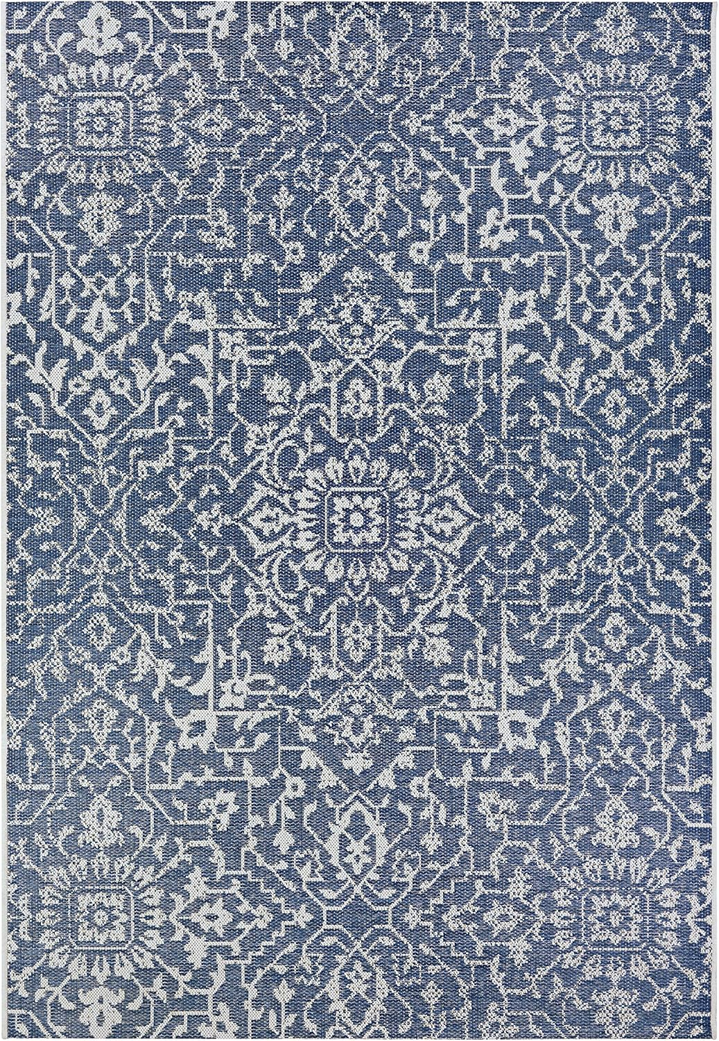 Couristan Monte Carlo Palmette Indoor/Outdoor Area Rug, 5'10" x 9'2", Navy-Ivory