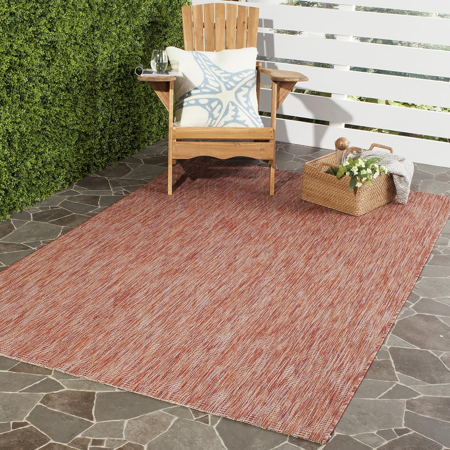SAFAVIEH Courtyard Teodor Geometric Indoor/Outdoor Area Rug, Red/Red, 2'7" x 5'
