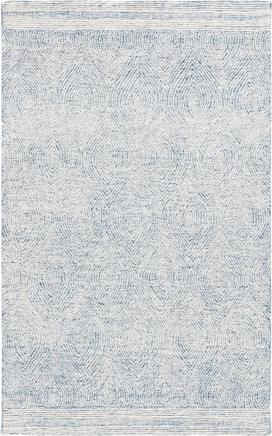 SAFAVIEH Abstract Caelestinus Ogee Wool Area Rug, Ivory/Navy, 6' x 6' Square