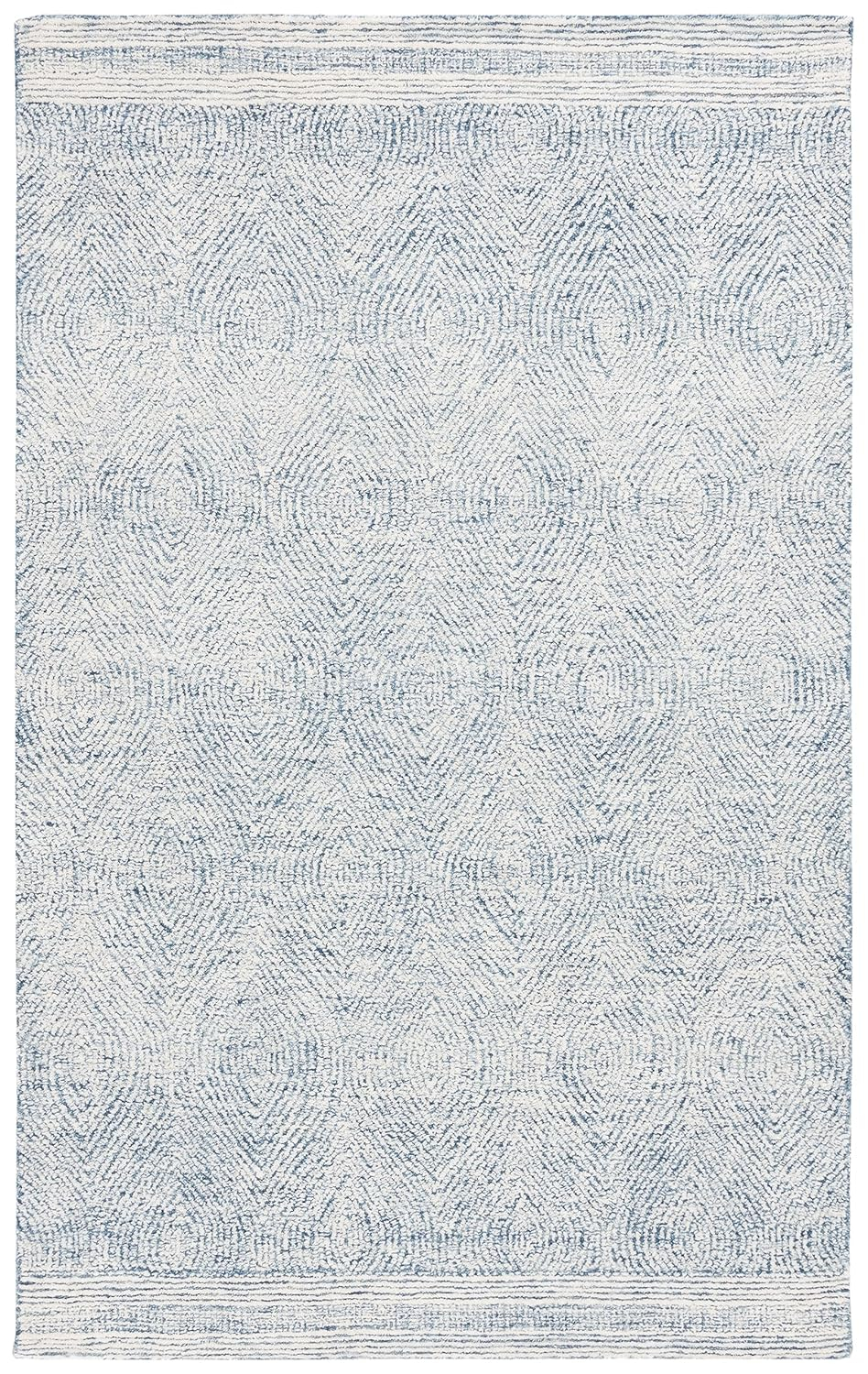 SAFAVIEH Abstract Caelestinus Ogee Wool Area Rug, Ivory/Navy, 6' x 6' Square