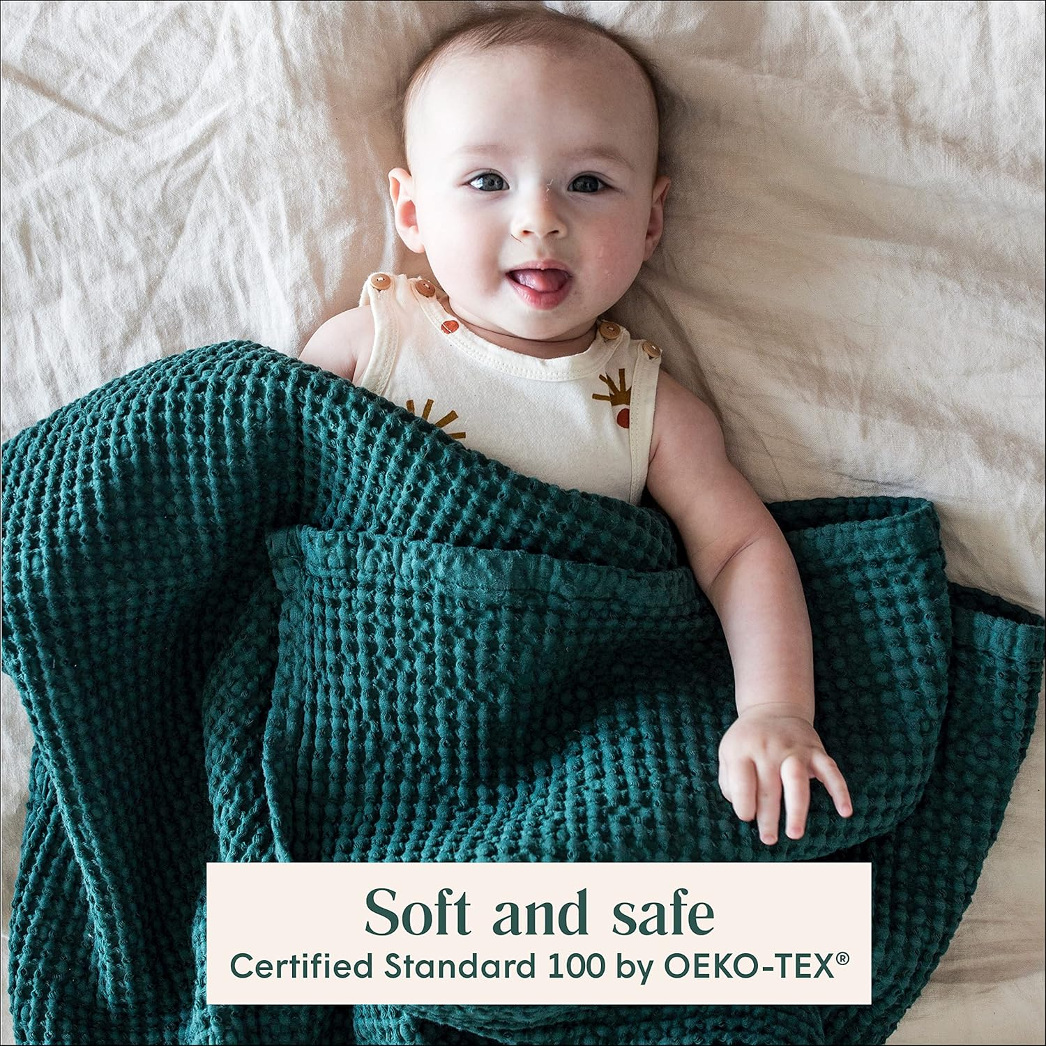 Simka Rose Cotton Soft Breathable Waffle Swaddle Blanket - Baby Receiving Blanket for Nursery, Stroller & Crib - Unisex Neutral 36x36 Inch