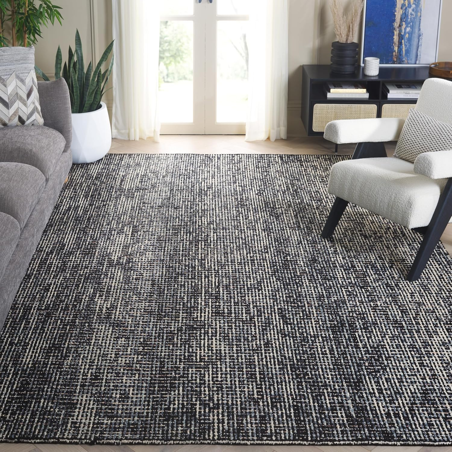 SAFAVIEH Abstract Delia Geometric Wool Area Rug, Green/Ivory, 8' x 10'
