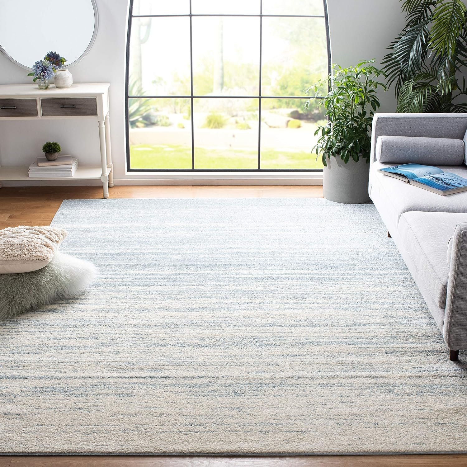 SAFAVIEH Adirondack Esmond Striped Area Rug, Slate/Cream, 9' x 12'