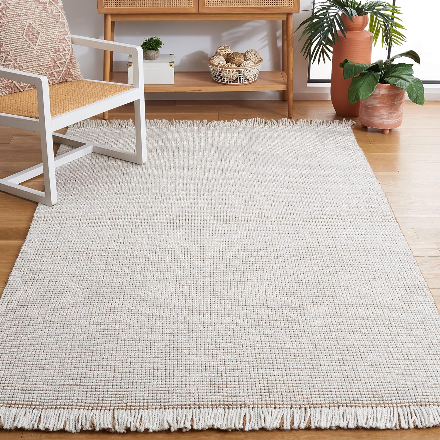 SAFAVIEH Natural Fiber Crawford Abstract Area Rug, Ivory/Natural, 10' x 14'