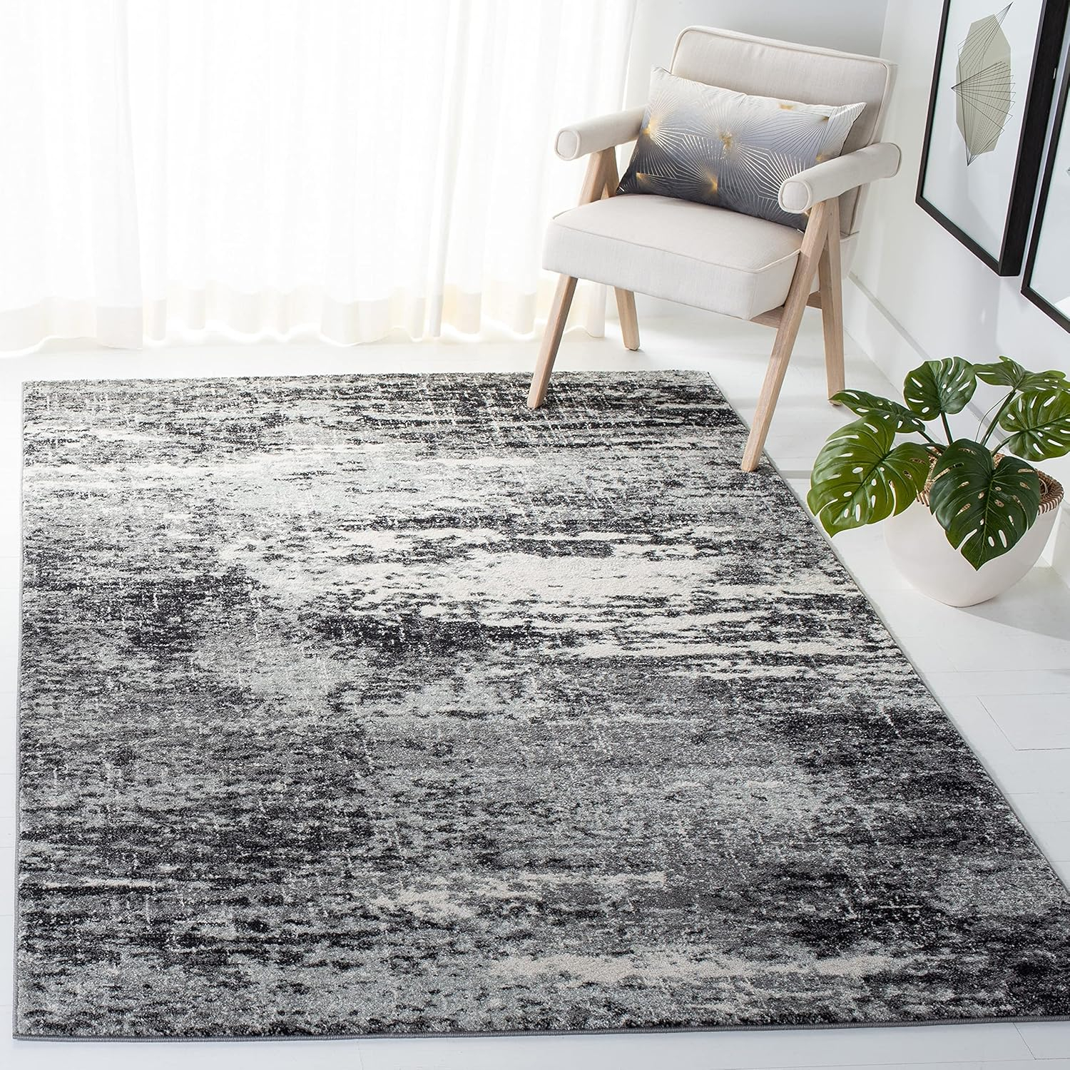 SAFAVIEH Evoke Frosina Abstract Area Rug, Ivory/Dark Grey, 3' x 5'