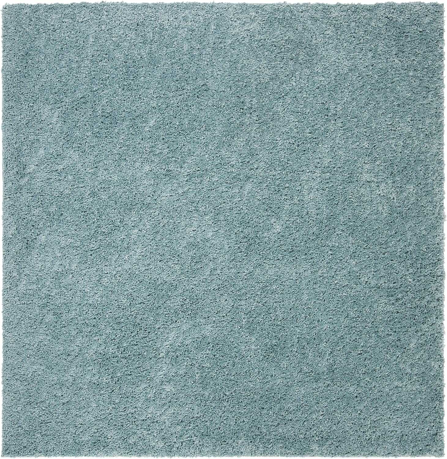 SAFAVIEH August Carlene Solid Plush Shag Area Rug, Aqua, 11' x 11' Square