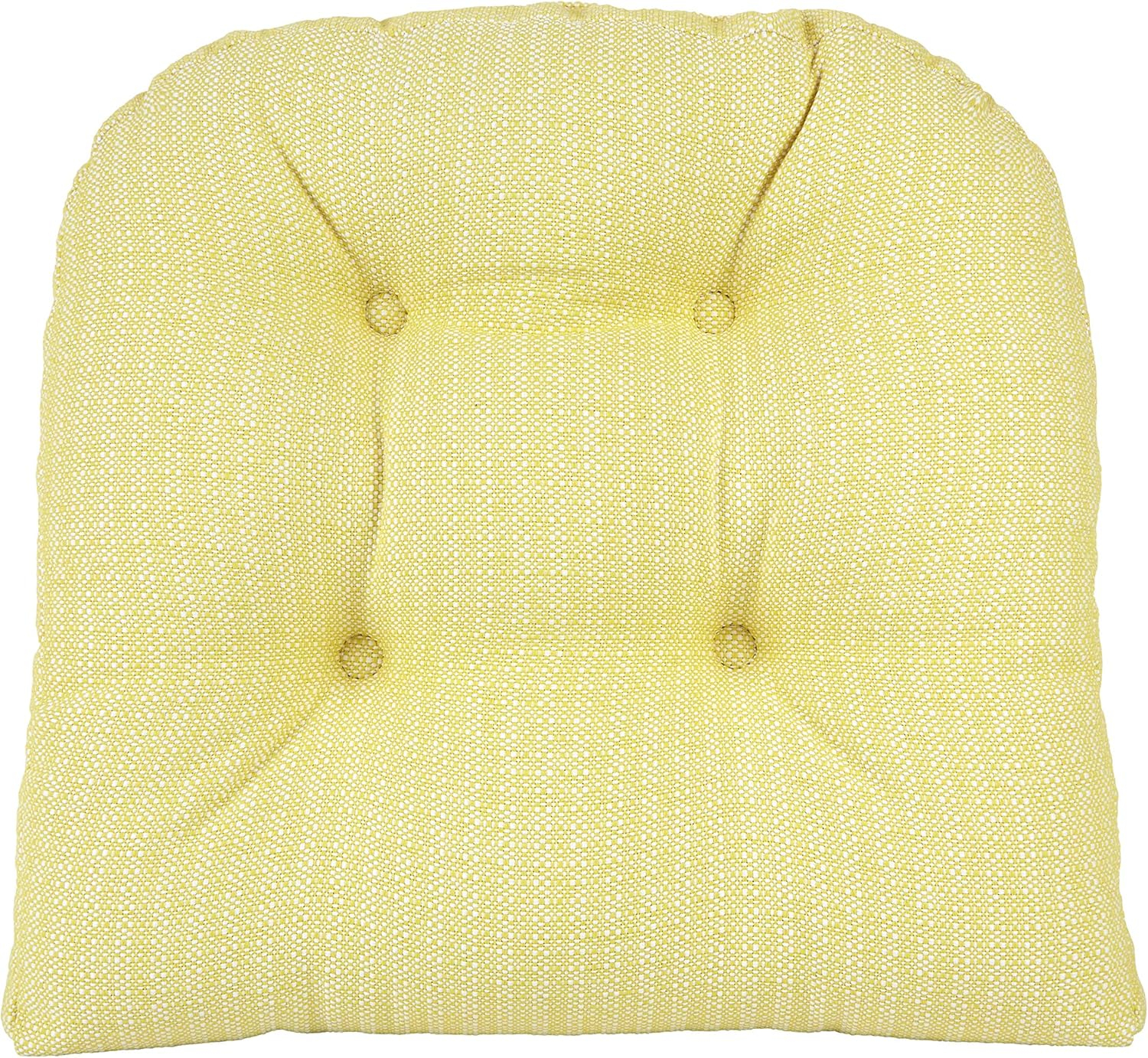 Klear Vu Gripper Overstuffed Universal Non-Slip Dining Chair Cushions for Kitchen Decor or Office Use, U-Shaped Skid-Proof Seat Pad, 15x15 Inches, 4 Count, Solid Yellow