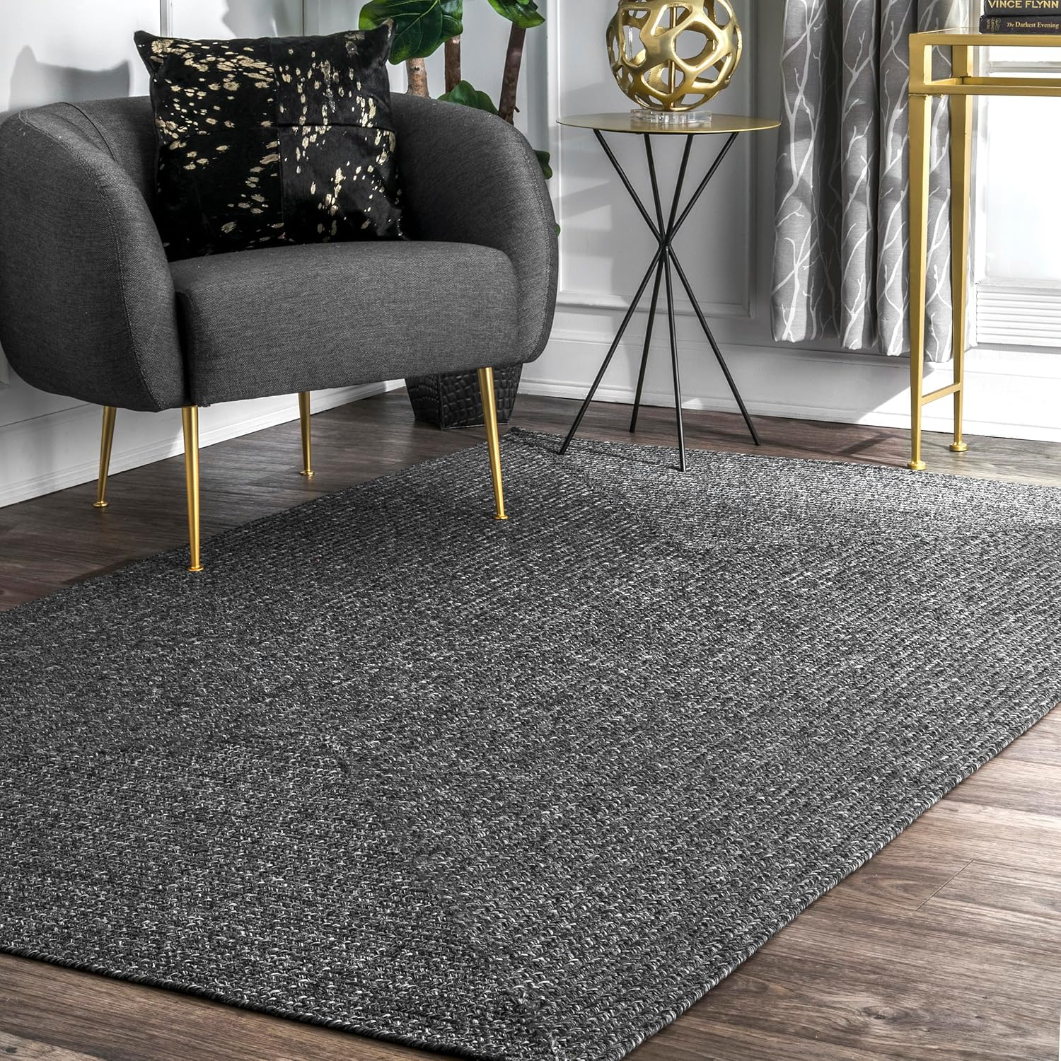 nuLOOM Wynn Braided Indoor/Outdoor Charcoal 2' x 3' Casual Area Rug