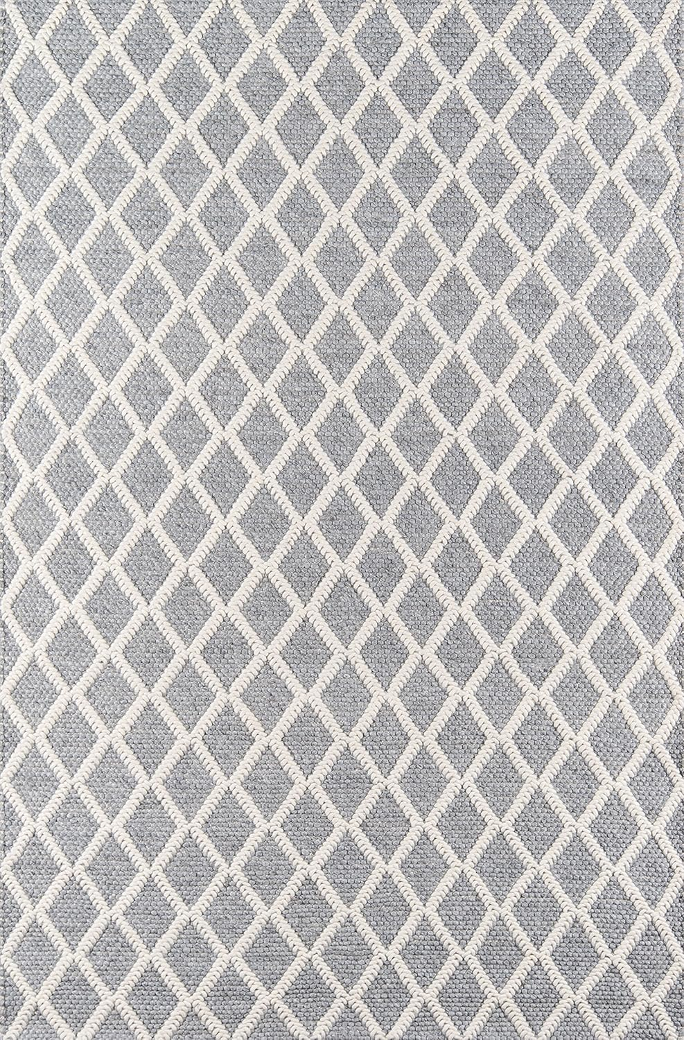 Momeni  Andes Hand-woven Wool and Viscose Trellis Area Rug Grey 3' x 5' Viscose,Wool Geometric,Trellis 3' x 5' Indoor Ivory Rectangle