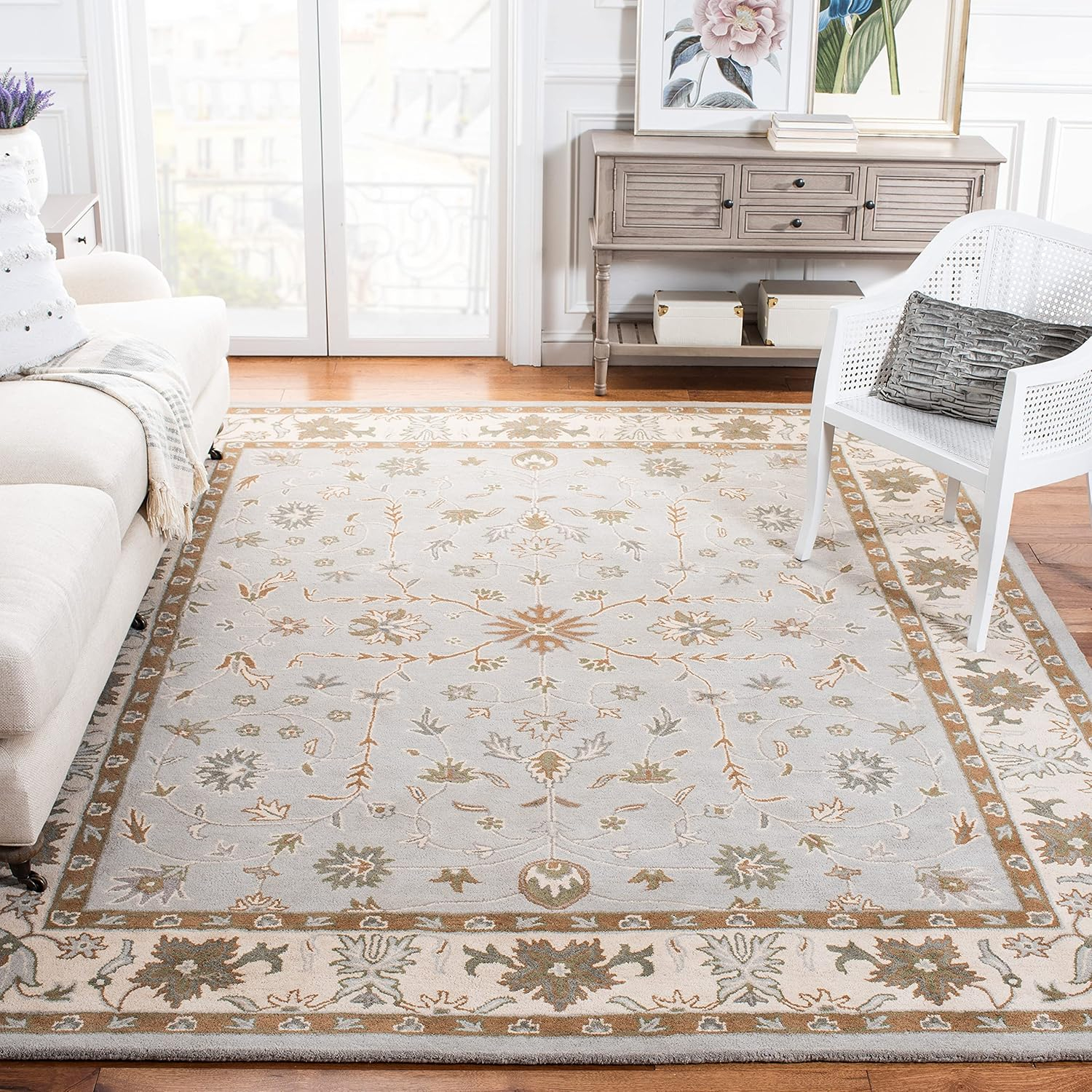 Heritage HG864 Hand Tufted Area Rug - Green/Beige - 4'x6' - Safavieh.