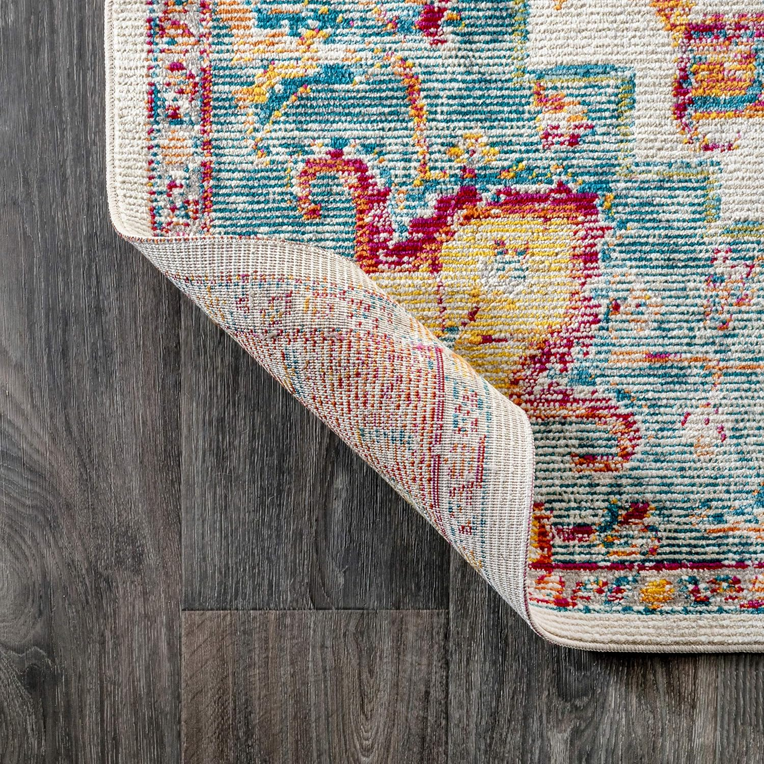 JONATHAN Y CAV100A-4 Zafra Vintage Medallion Indoor Area-Rug Bohemian Floral Rustic Easy-Cleaning High Traffic Bedroom Kitchen Living Room Non Shedding, 4 ft x 6 ft, Coral/Blue/Multi