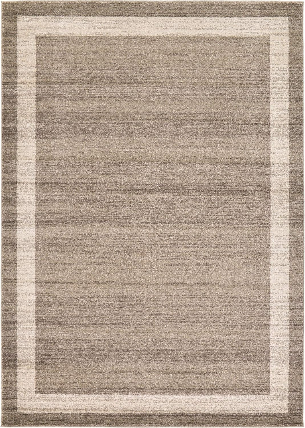 Unique Loom Maria Del Mar 7 x 10 (ft) Loomed Polypropylene Light Brown/Beige Rectangular Indoor Border Industrial Spot clean only Area rug