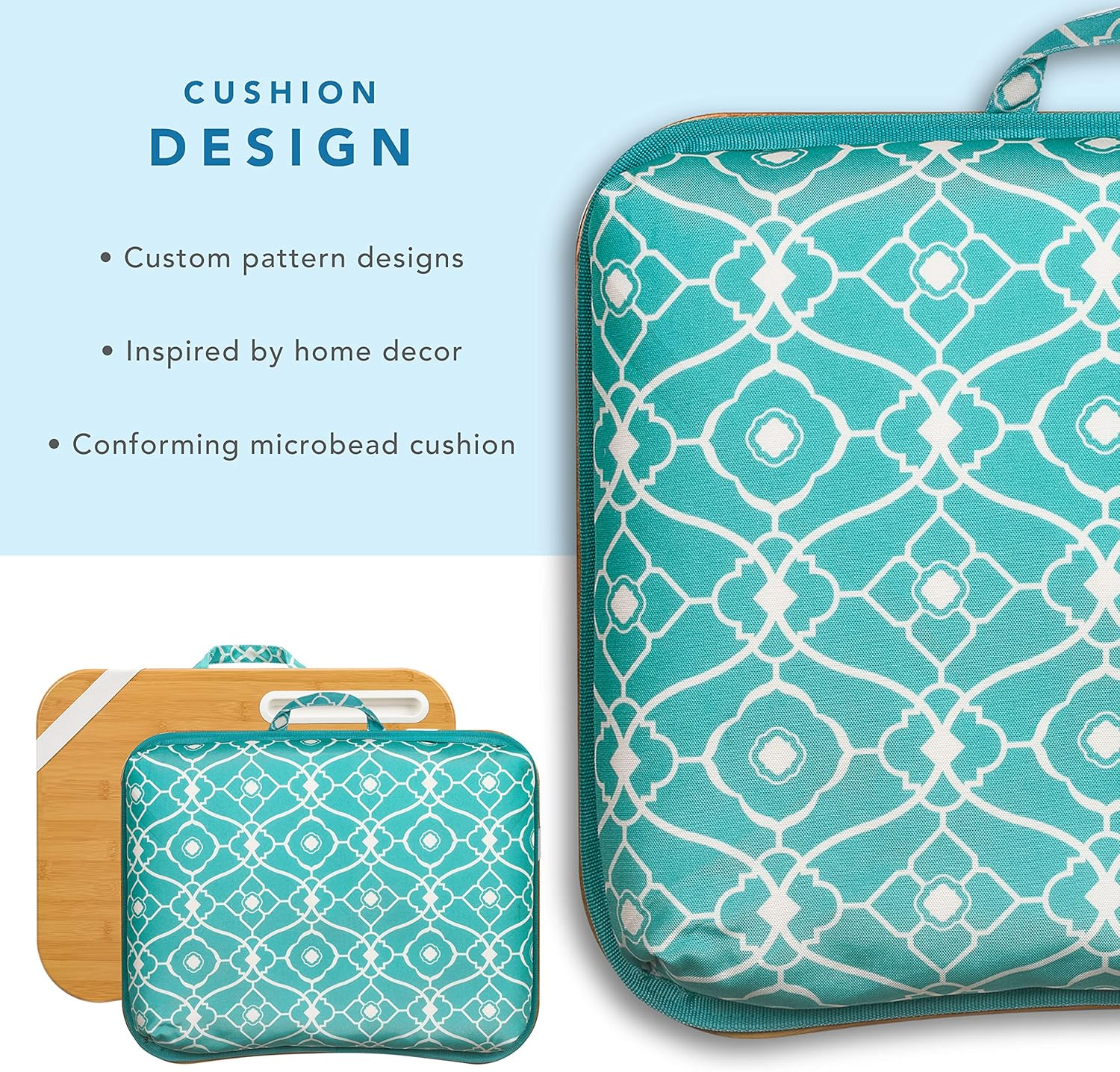 LAPGEAR XL Designer Lap Desk with Phone Holder and Device Ledge - Aqua Trellis - Fits up to 17.3 Inch Laptops - Style No. 45512