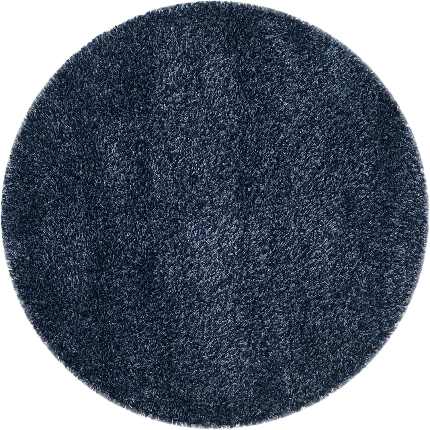 SAFAVIEH California Solid Plush Shag Area Rug, Navy, 10' x 10' Round