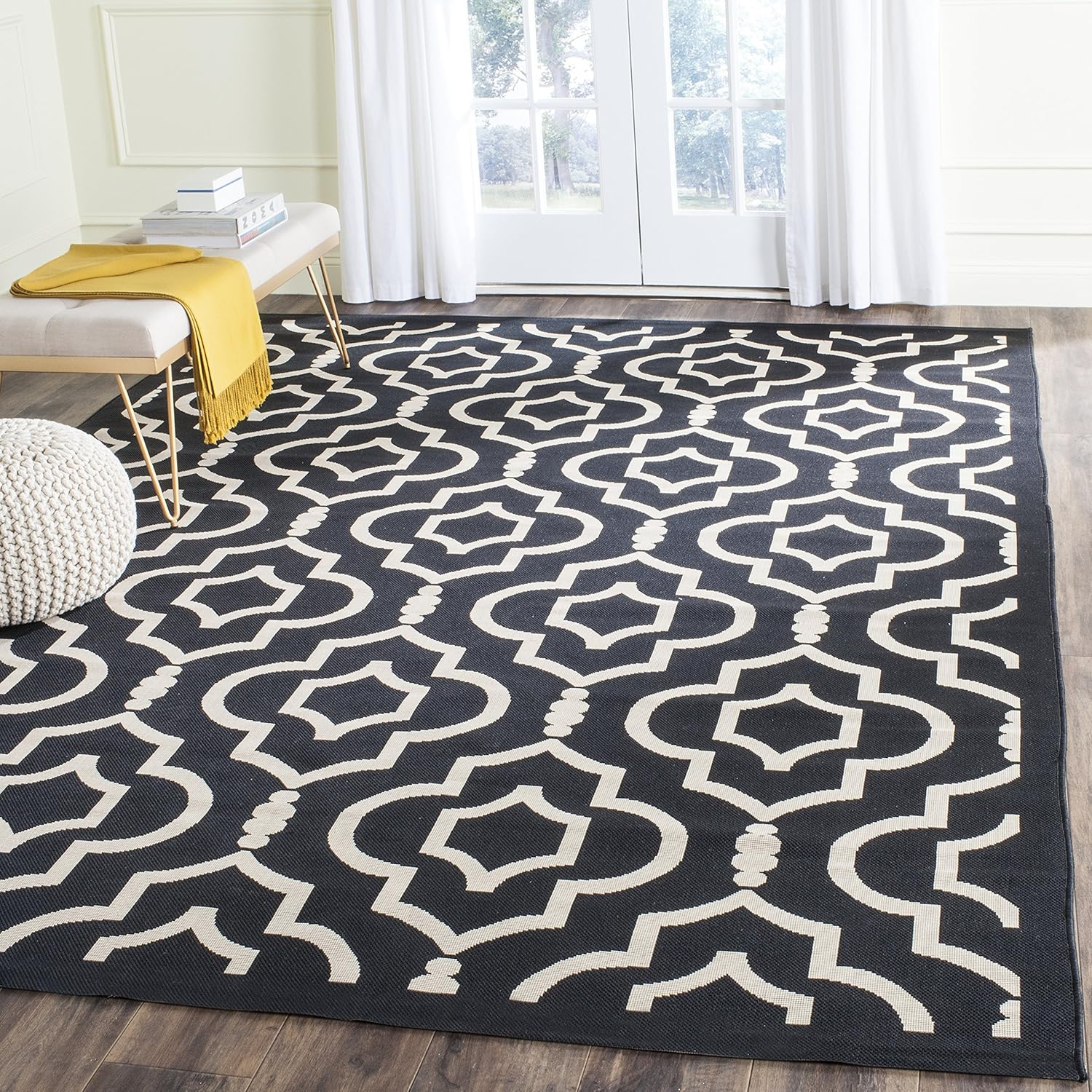 Safavieh Courtyard Alexa Geometric Indoor/Outdoor Area Rug, 2'7" x 5', Black/Beige