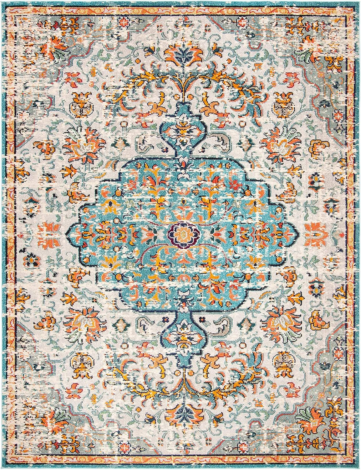 SAFAVIEH Madison Joandra Southwestern Area Rug, Grey/Light Blue, 10' x 14'