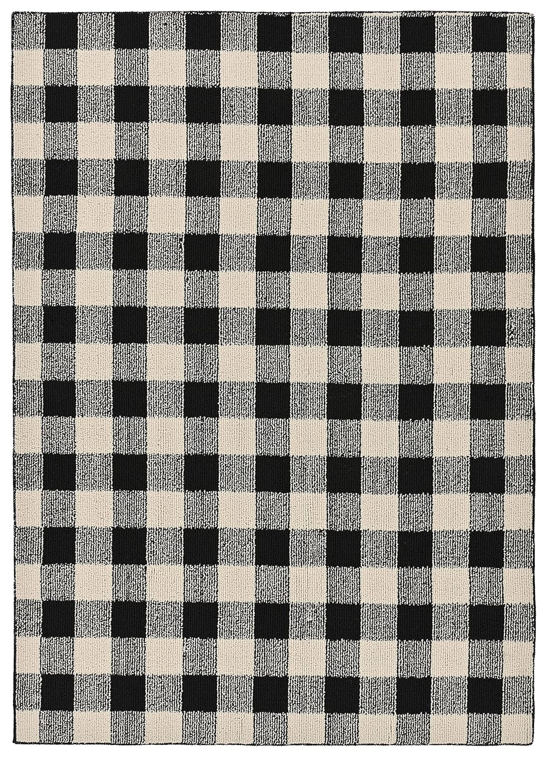 Garland Rug Country Living Buffalo Plaid Polypropylene Black/Ivory Indoor/Outdoor Area Rug, 5' x 7'