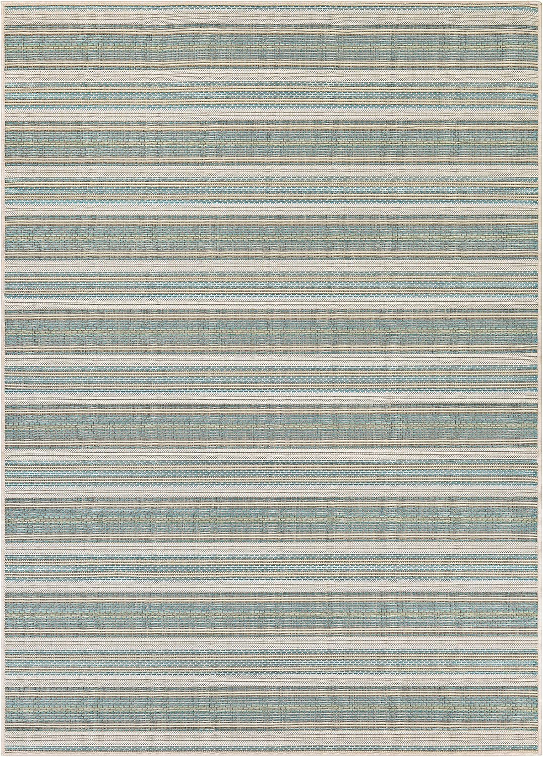Couristan Monaco Marbella Indoor / Outdoor Area Rug, Blue Mist-Ivory, 5'3" x 7'6"