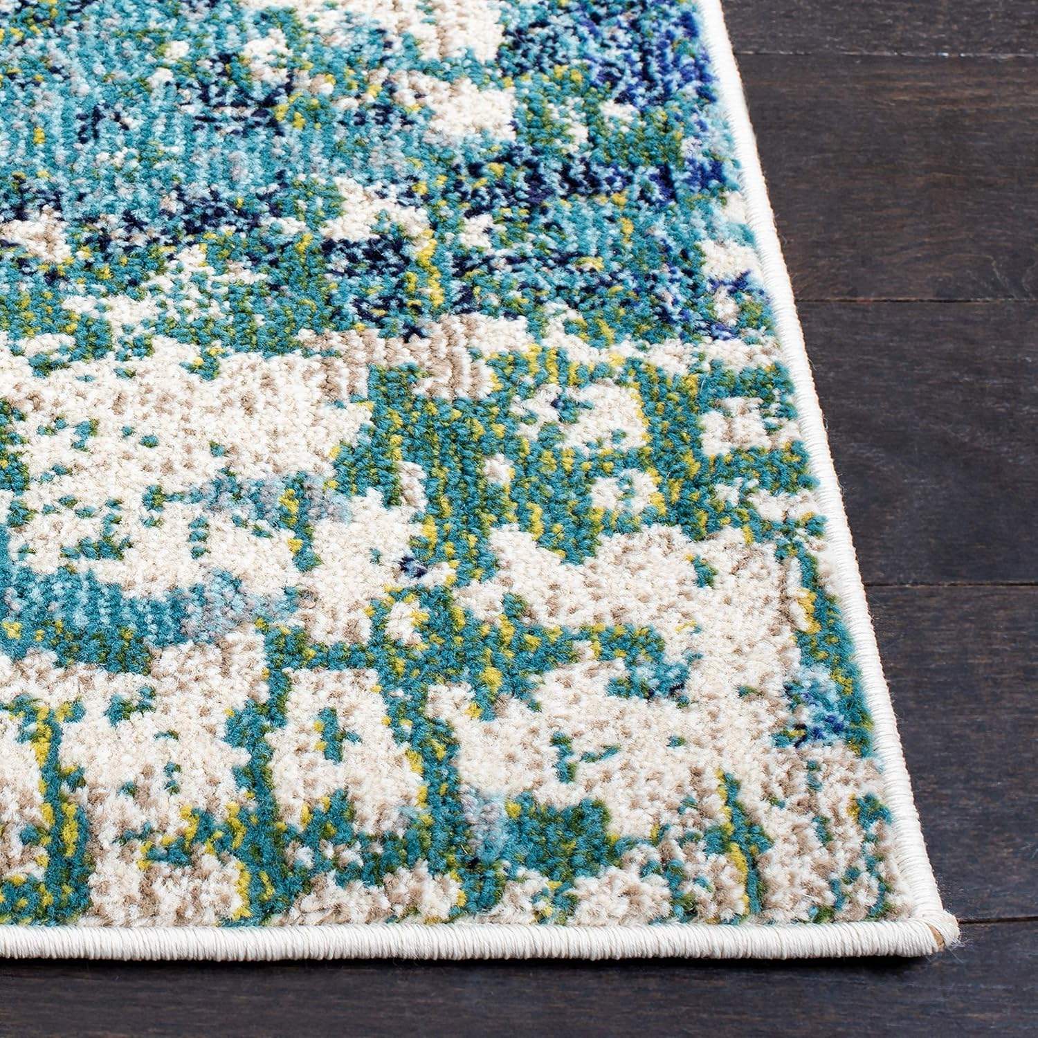 SAFAVIEH Madison Flowers Vintage Abstract Area Rug, Green/Turquoise, 9' x 12'