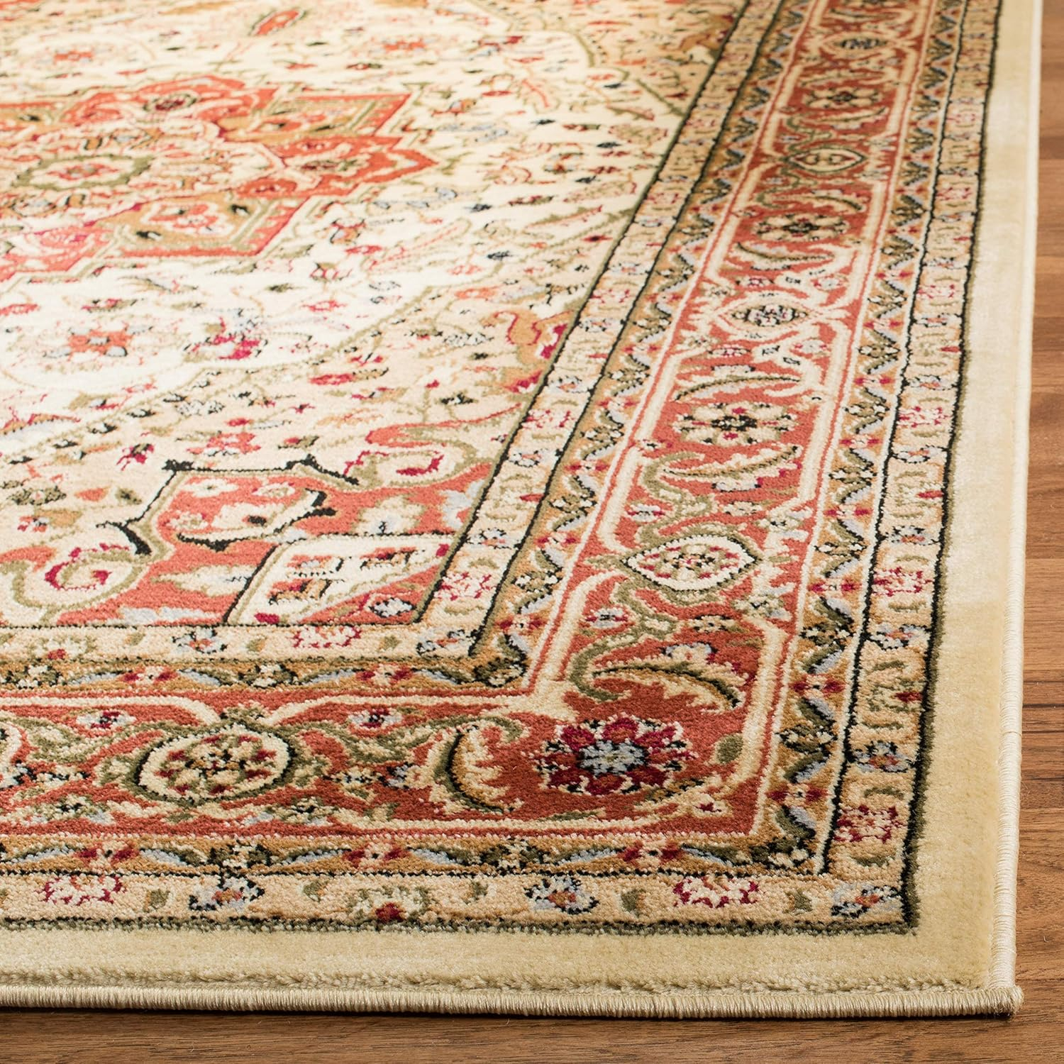 SAFAVIEH Lyndhurst Miranda Floral Area Rug, Ivory/Rust, 5'3" x 5'3" Square