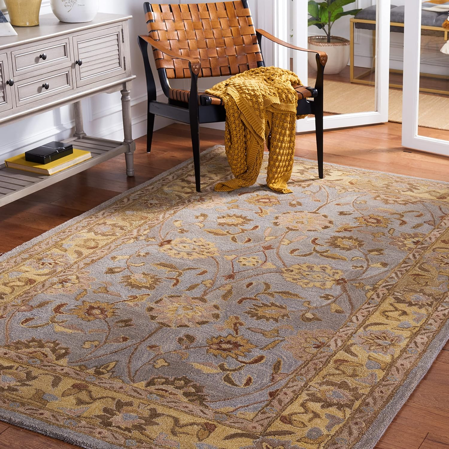 SAFAVIEH Anatolia Sally Floral Area Rug, Blue/Green, 4' x 6'