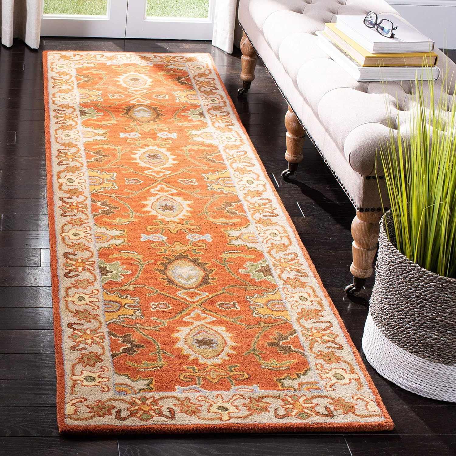 SAFAVIEH Heritage Giles Traditional Wool Runner Rug, Rust/Beige, 2'3" x 12'