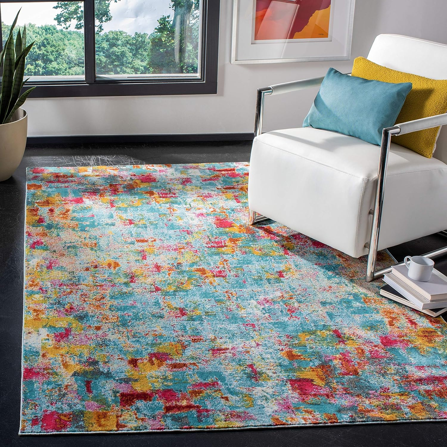 SAFAVIEH Luxor Fedelma Abstract Area Rug, Aqua/Fuchsia, 9' x 12'