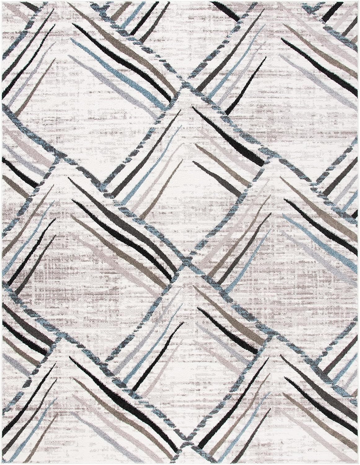 SAFAVIEH Amsterdam Ravenna Geometric Diamonds Area Rug, Cream/Charcoal, 9' x 12'