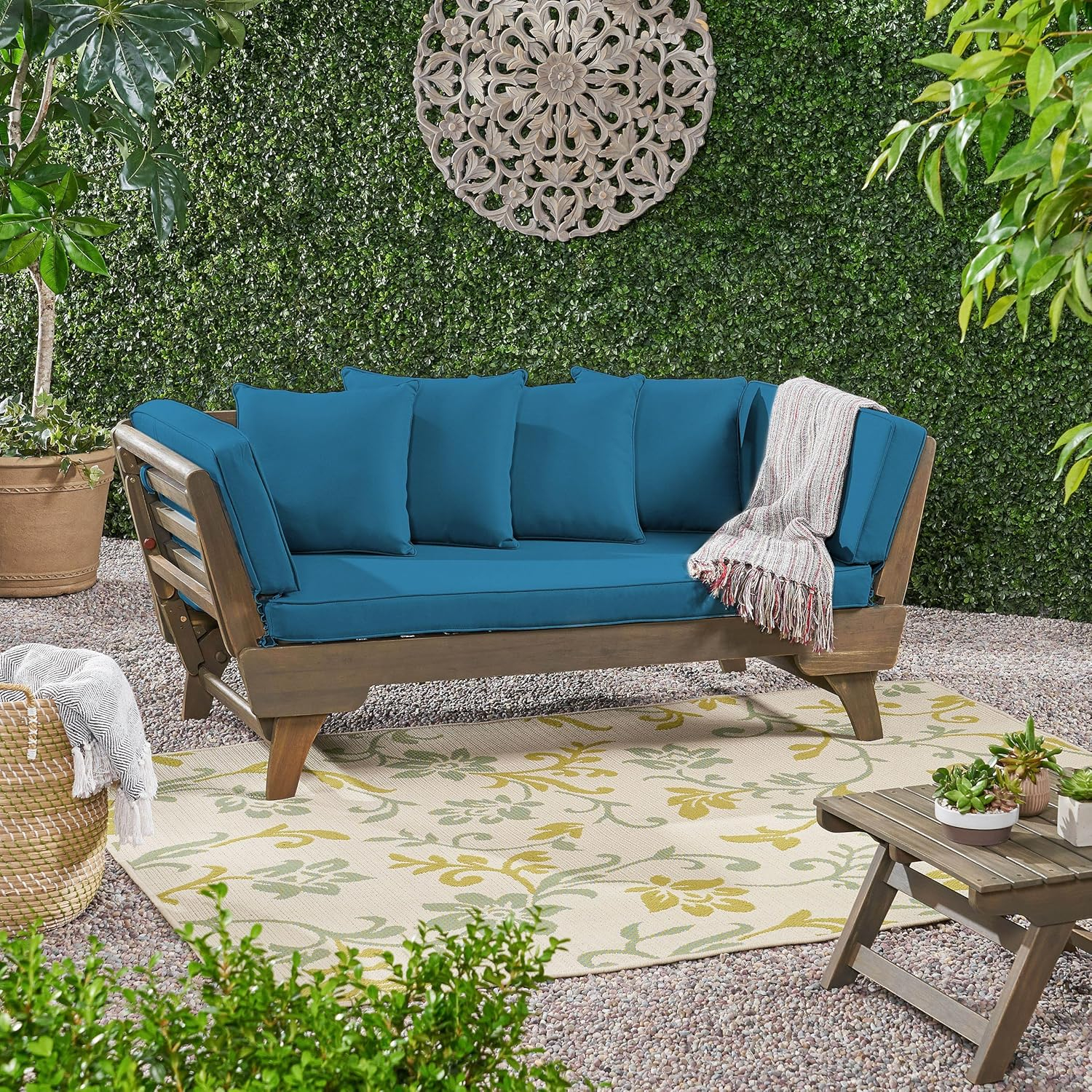 Christopher Knight Home Ottavio Outdoor Daybed with Cushions by  Dark Teal 3